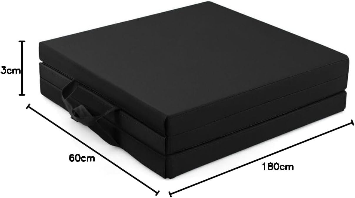 NORTHERN Yoga Mat Exercise Fitness Tri-Fold Foam Mat Extra Thick Non Slip Large Padded Stretching Home Gym Equipment Accessory 3 Folding Multi-Purpose Workout with Carrying Handle