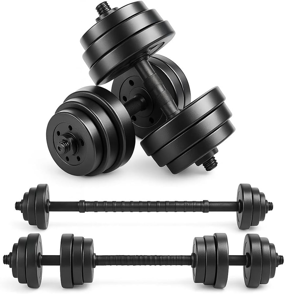 Anchor Adjustable Dumbbells Set 10kg 20kg 30kg – 2 in 1 Barbell & Free Weights for Men & Women, Home Gym Fitness, Bodybuilding & Strength Training Equipment
