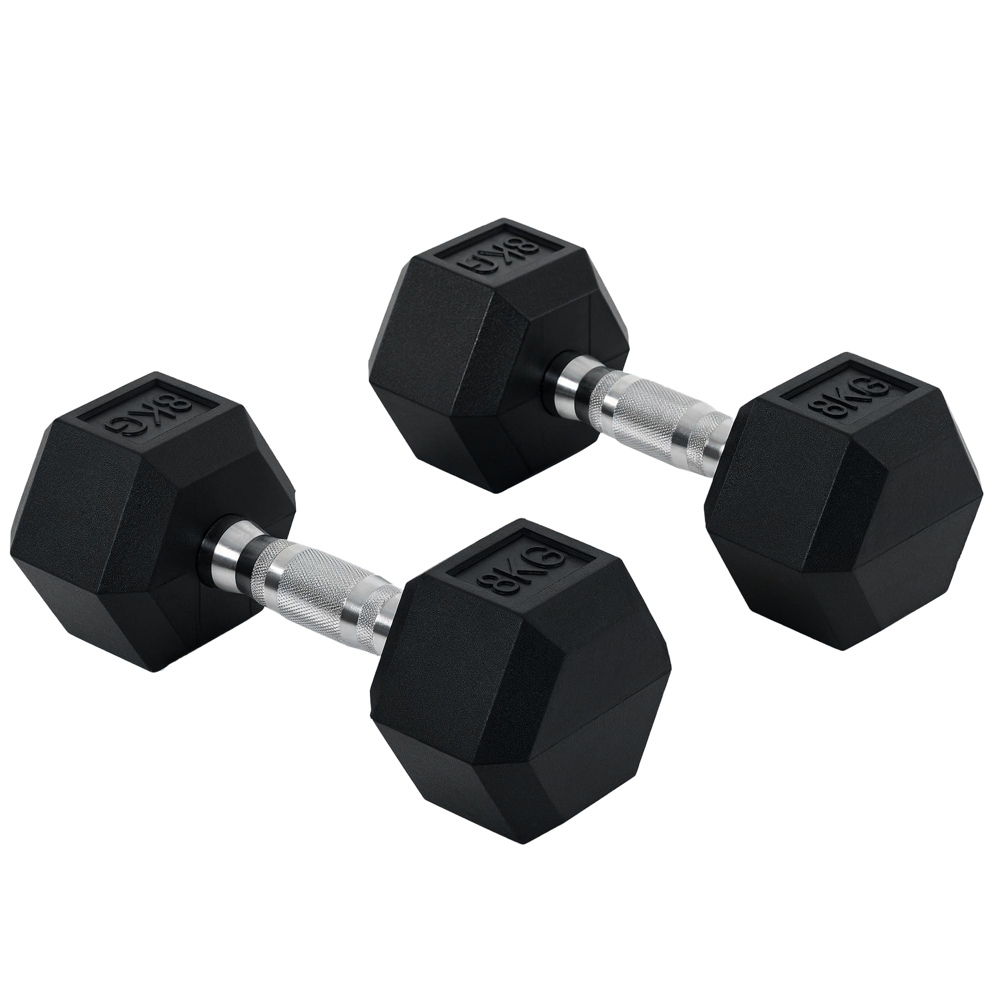 HOMCOM 2x4kg/2x5kg/2x6kg/2x8kg/2x10kg Rubber Dumbbell Sports Hex Weights Sets Home Gym Fitness Hexagonal Dumbbells Kit Weight Lifting Exercise