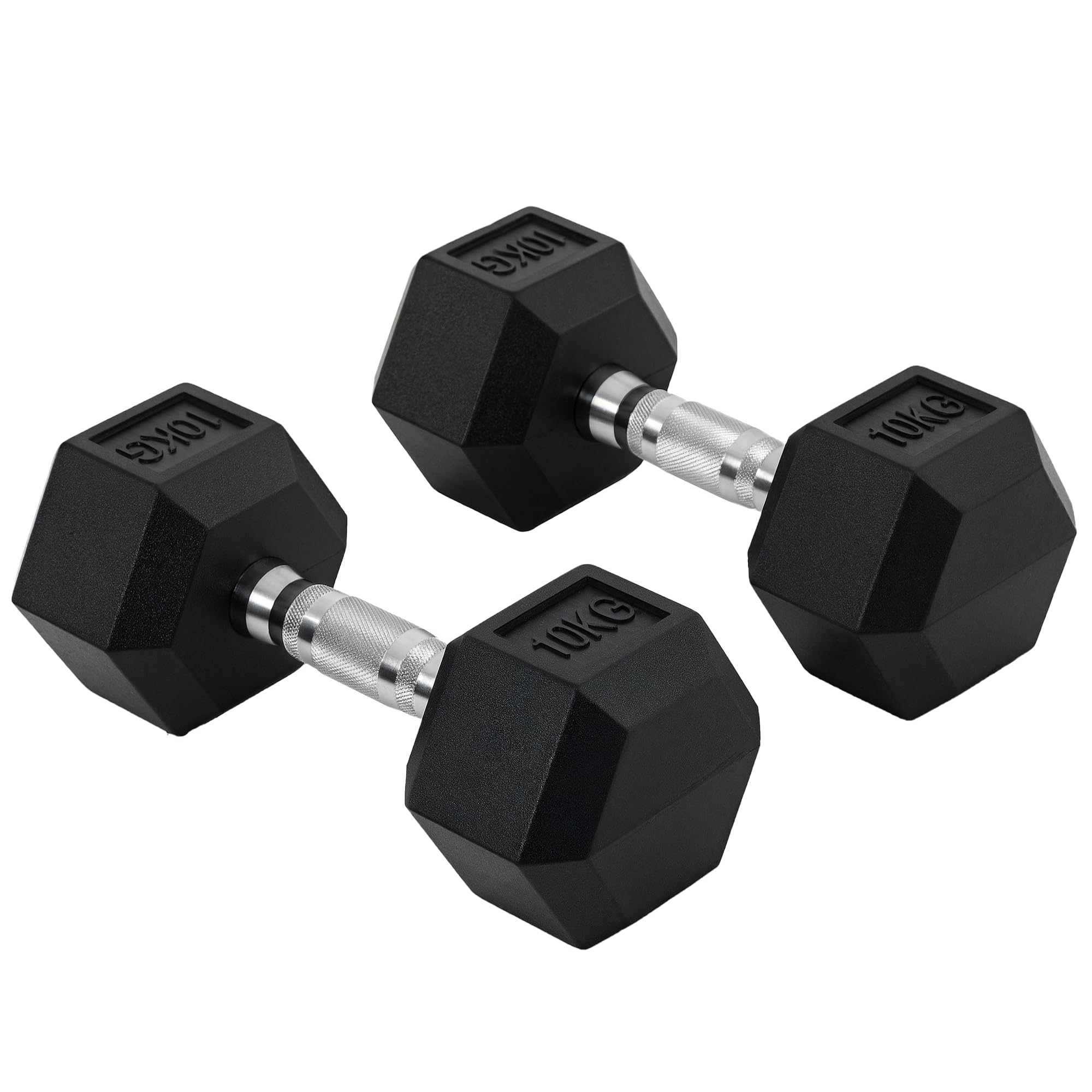 HOMCOM 2x4kg/2x5kg/2x6kg/2x8kg/2x10kg Rubber Dumbbell Sports Hex Weights Sets Home Gym Fitness Hexagonal Dumbbells Kit Weight Lifting Exercise