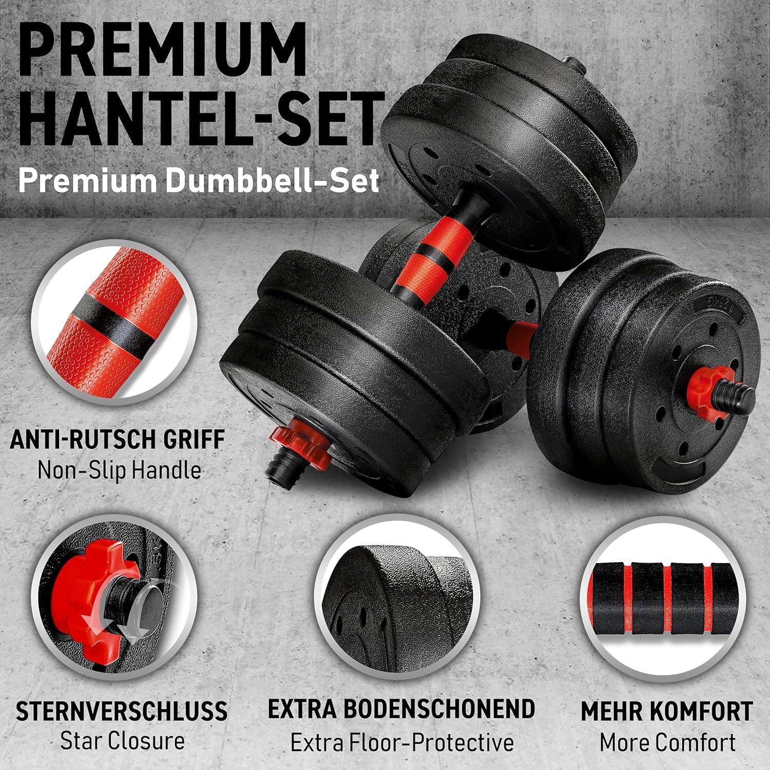 Anchor Adjustable Dumbbells Set 10kg 20kg 30kg – 2 in 1 Barbell & Free Weights for Men & Women, Home Gym Fitness, Bodybuilding & Strength Training Equipment
