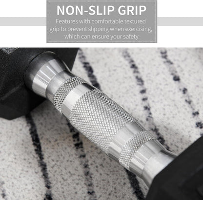 HOMCOM 2x4kg/2x5kg/2x6kg/2x8kg/2x10kg Rubber Dumbbell Sports Hex Weights Sets Home Gym Fitness Hexagonal Dumbbells Kit Weight Lifting Exercise