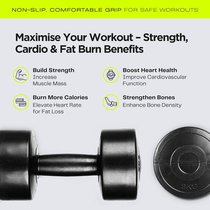 Straame Dumbbell Set with carry Rack - Hand Weights for Men & Women - 1kg, 2kg, 3kg Tree Set for Home Workout, Strength Training & Fitness – Durable, Easy to Use