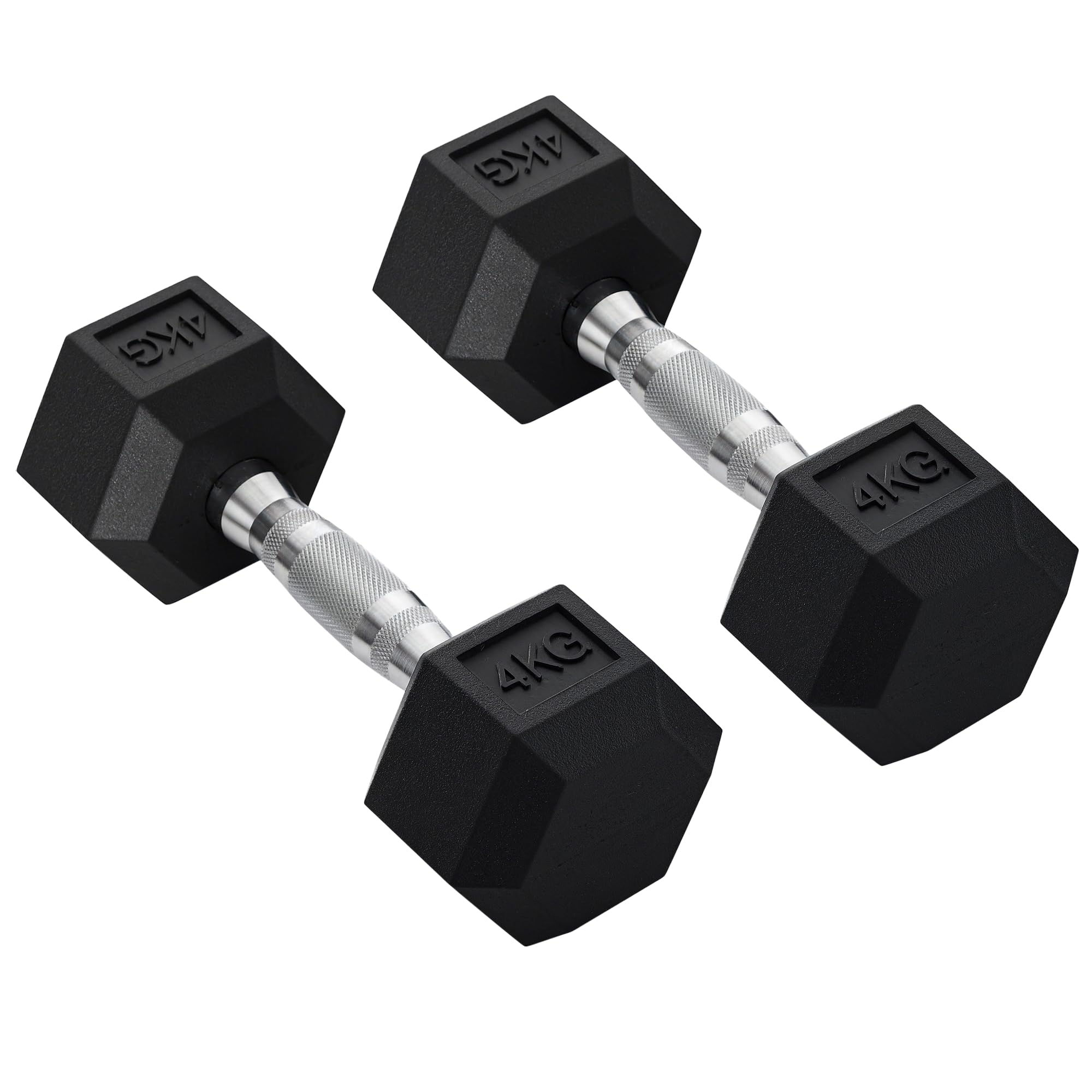 HOMCOM 2x4kg/2x5kg/2x6kg/2x8kg/2x10kg Rubber Dumbbell Sports Hex Weights Sets Home Gym Fitness Hexagonal Dumbbells Kit Weight Lifting Exercise