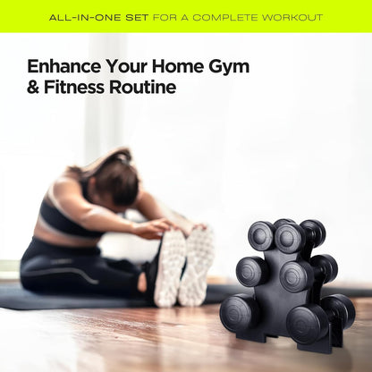 Straame Dumbbell Set with carry Rack - Hand Weights for Men & Women - 1kg, 2kg, 3kg Tree Set for Home Workout, Strength Training & Fitness – Durable, Easy to Use