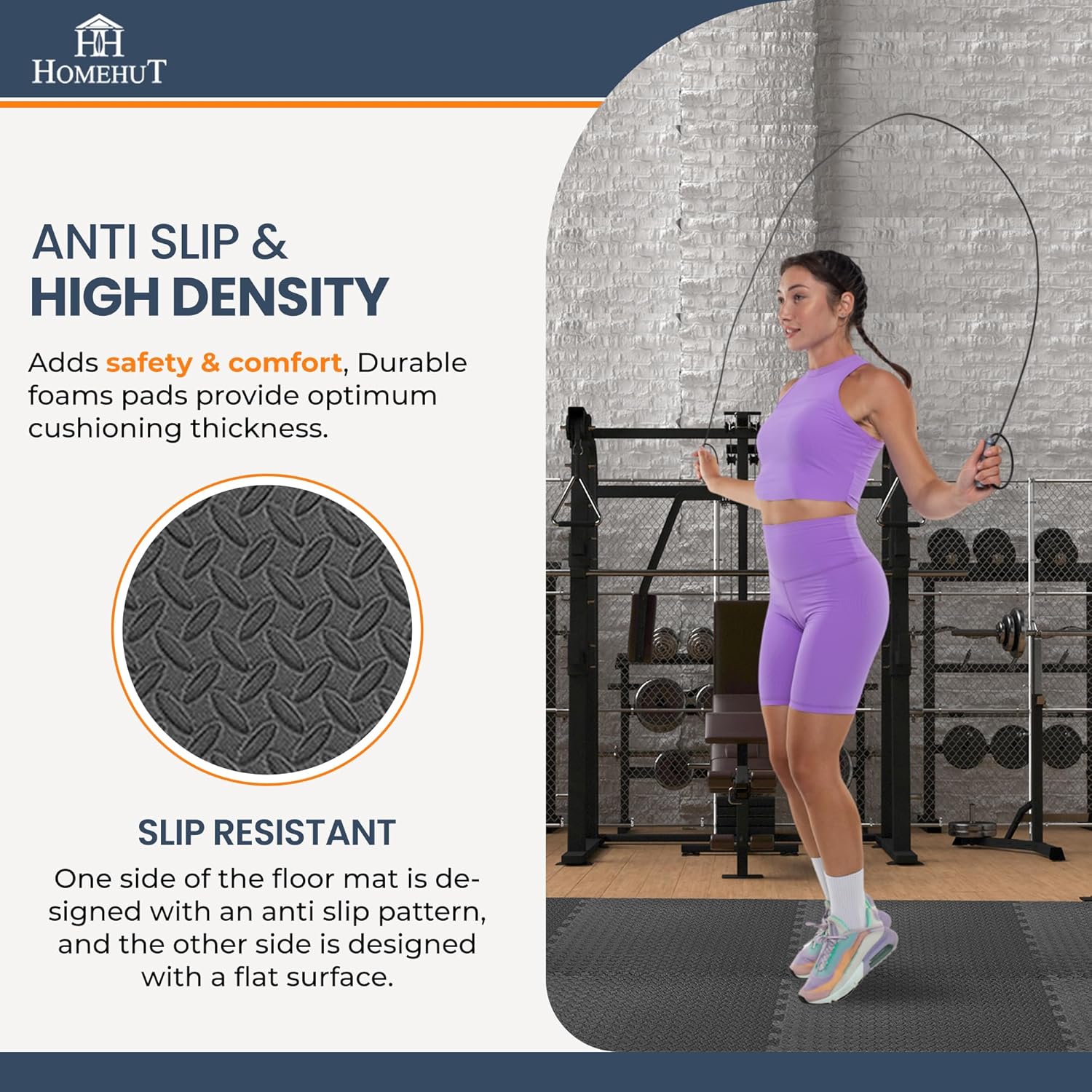 Soft Foam Exercise Floor Mats, Interlocking Puzzle EVA mat tiles For Gym, Garage, Home, Office, Workouts, Yoga, Kids Play, Weights and workout Studio - 60 x 60cm