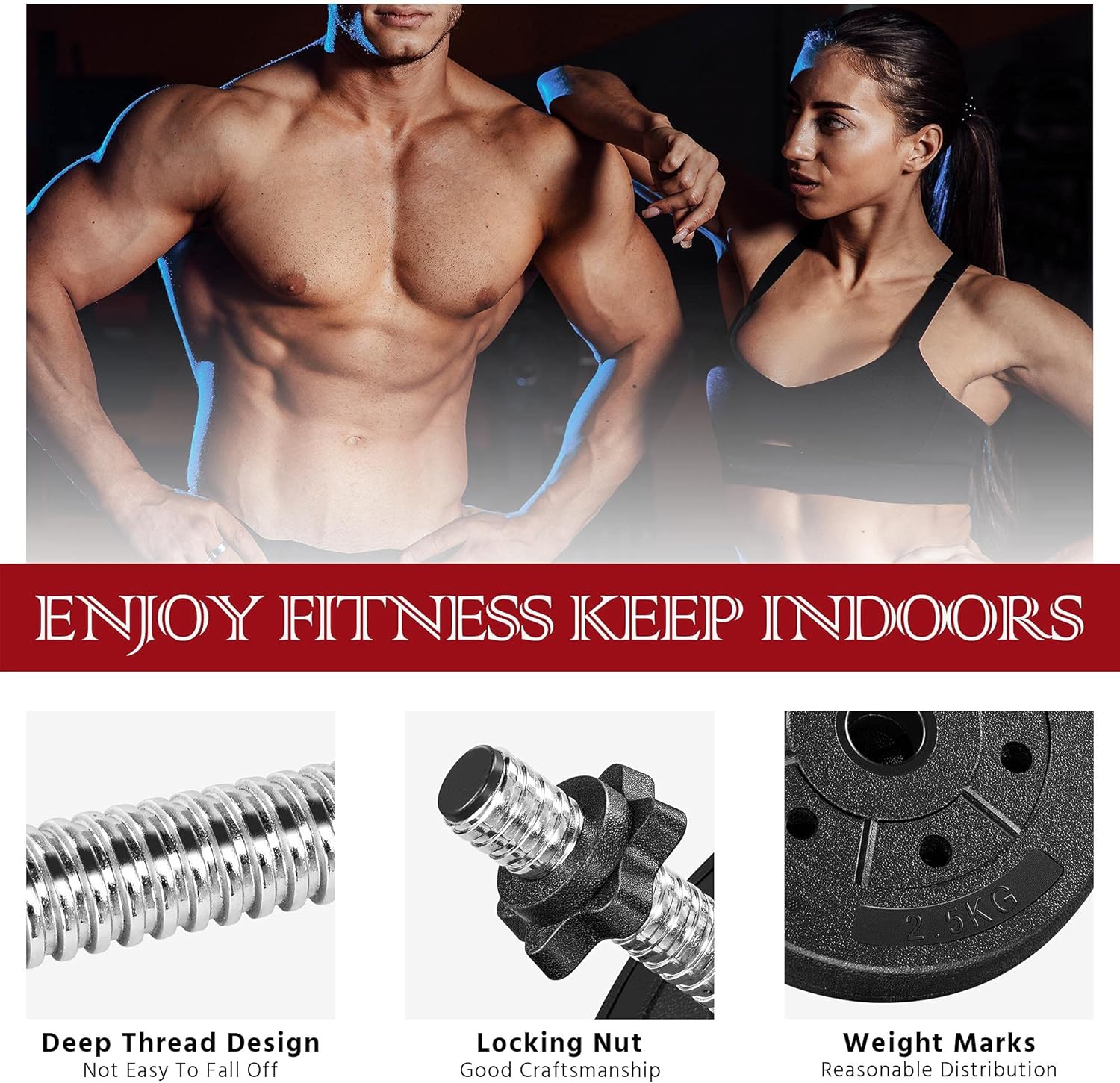 Yaheetech 30KG/25KG/20KG/15KG Adjustable Dumbbells Weight Lifting Training Set Dumbbells Set (sold as a pair) Home Gym Fitness for Men/Women