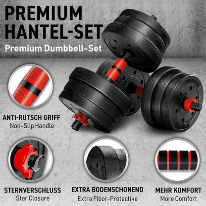 Anchor Adjustable Dumbbells Set 10kg 20kg 30kg – 2 in 1 Barbell & Free Weights for Men & Women, Home Gym Fitness, Bodybuilding & Strength Training Equipment